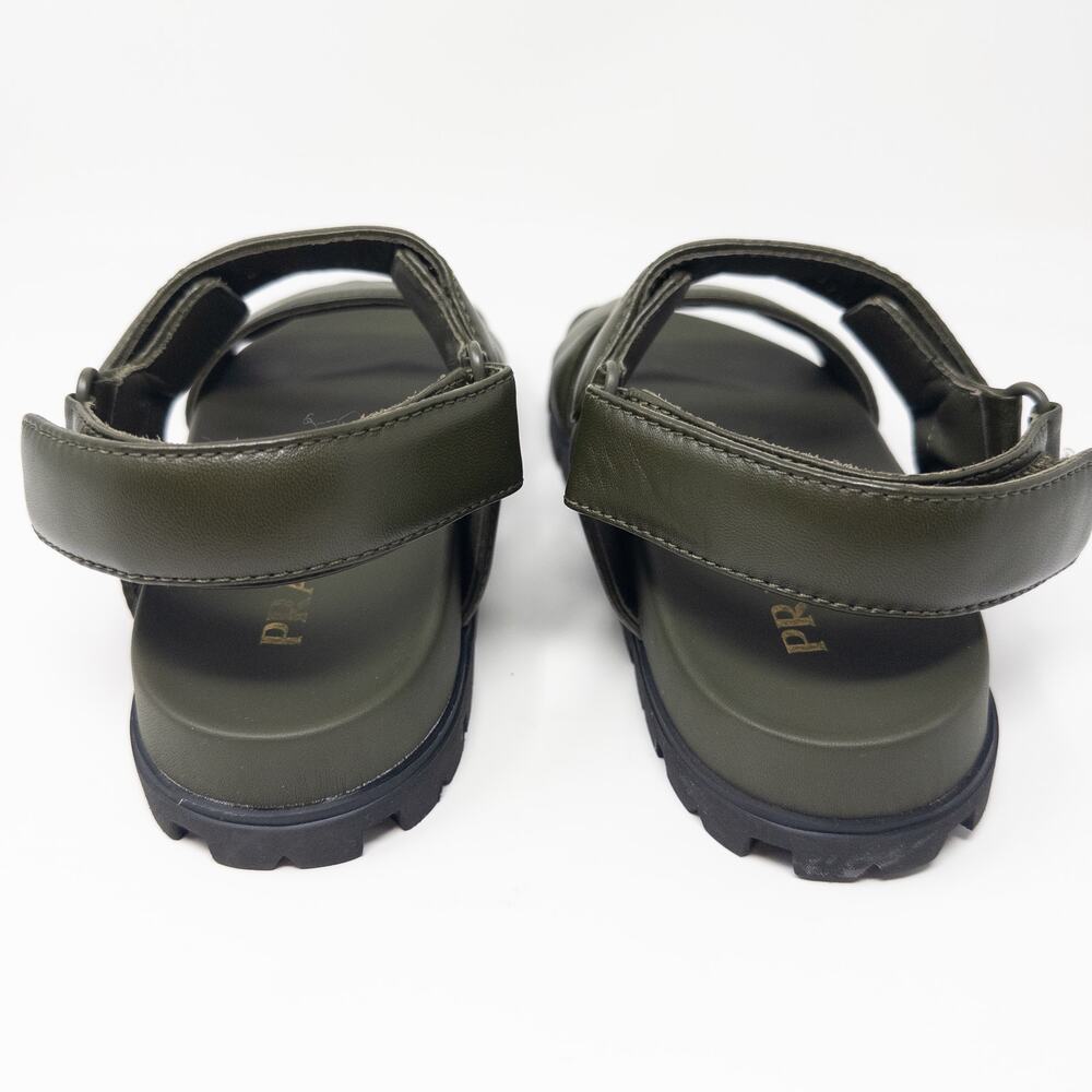 Prada Nappa Quilted Slingback Sandals 37.5 EU 7.5 US Militiare Green Calzature - Picture 3 of 6